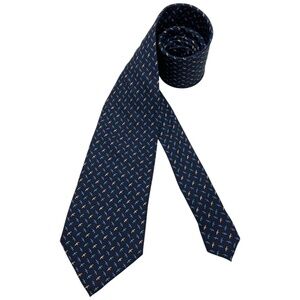 ALAIN FIGARET Navy Bird Silk LUXURY Tie HANDMADE